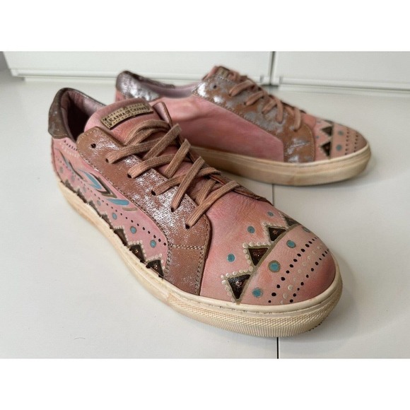 Karma of Charme Naïf Hand Painted Leather Low Top Sneaker Unique Size 40 Women's - Picture 8 of 9
